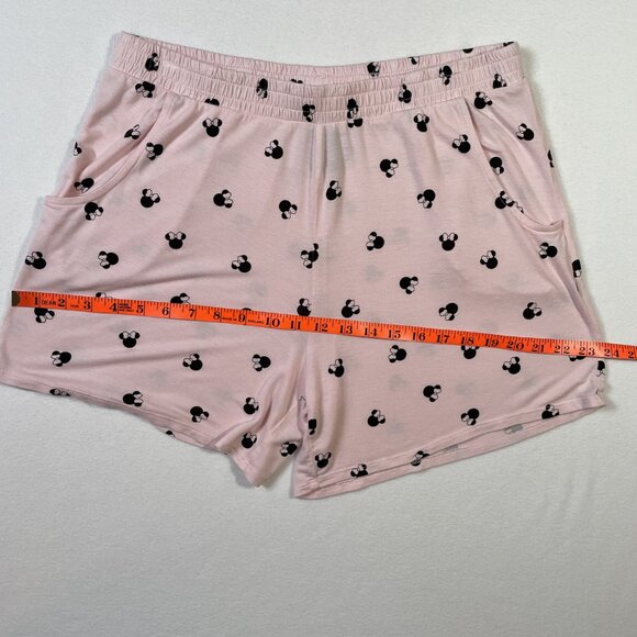 Disney Minnie Mouse Pink Pajama Set Short Sleeve Top Shorts Pockets Size M - Picture 13 of 16